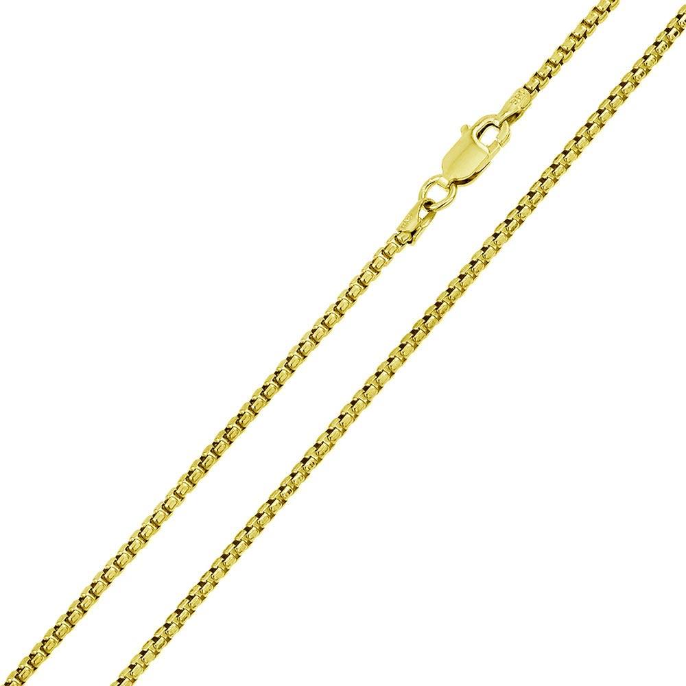 Round Box Chain 2.6mm Gold Plated 925 Sterling Silver Chains - CH371B GP