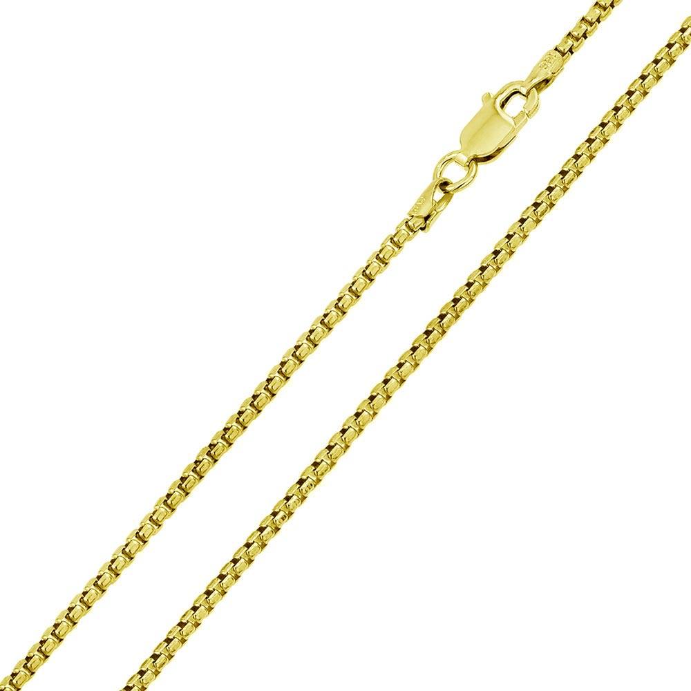 Round Box Chain 3.3mm Gold Plated 925 Sterling Silver Chains - CH371C GP