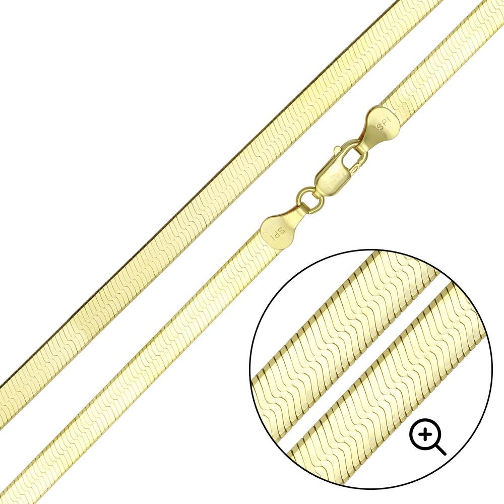 Gold Plated 925 Sterling Silver Herring Bone 040 Chain or Bracelet 3.4mm - CH383 GP