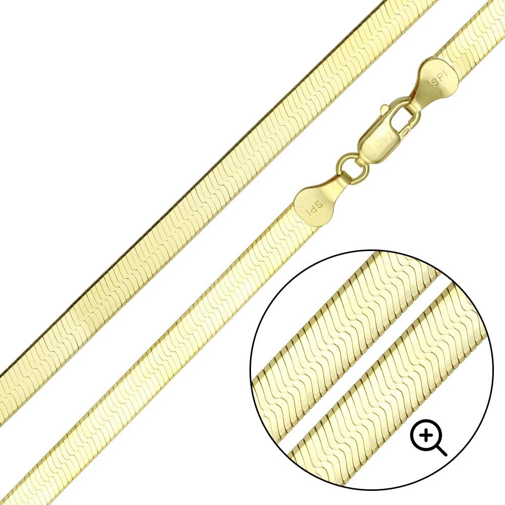 Gold Plated 925 Sterling Silver Herring Bone 060 Chain or Bracelet 5.5mm - CH384 GP