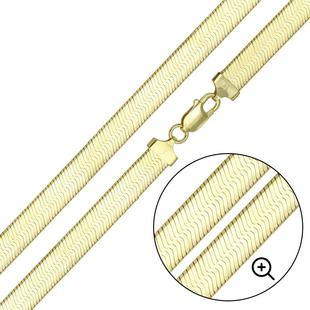 Gold Plated 925 Sterling Silver Herring Bone 080 Chain 7mm - CH385 GP