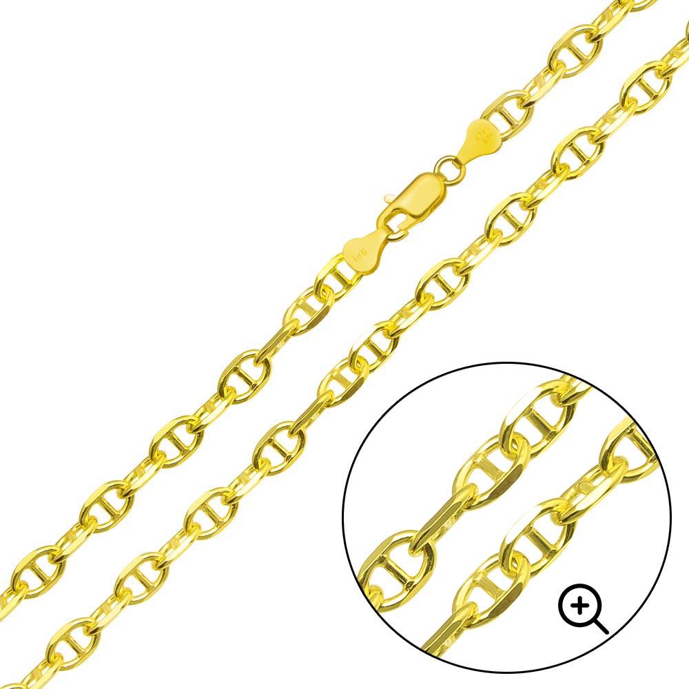 Silver Gold Plated Cross Marina Chain 6mm - CH396 GP