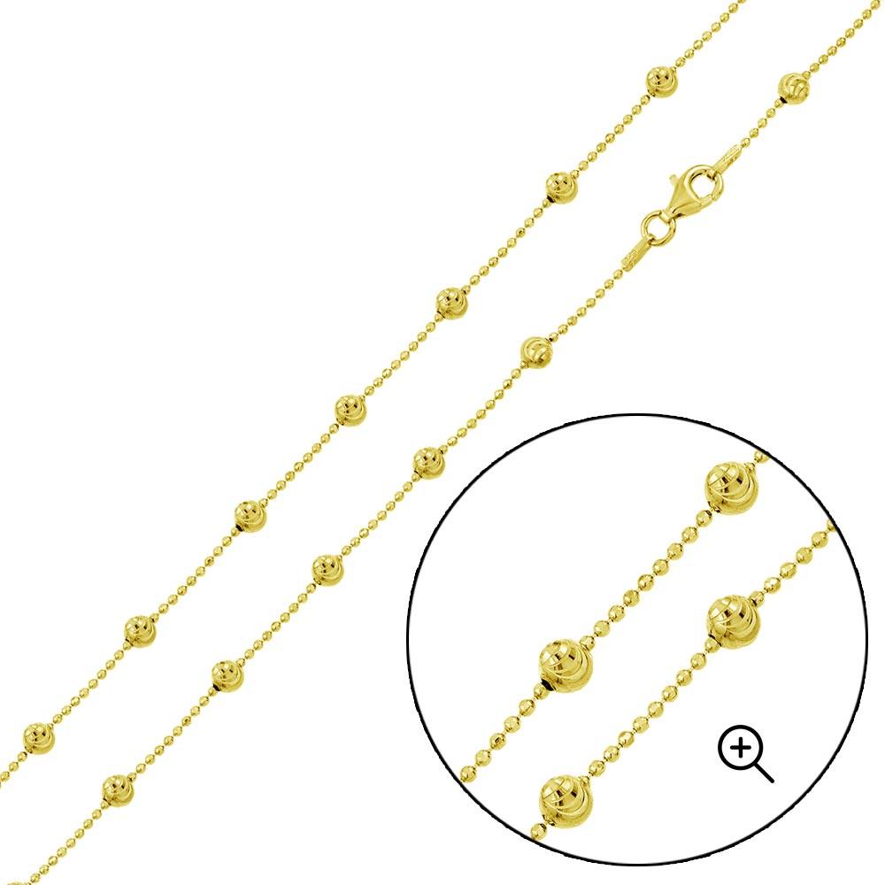 Gold Plated 925 Sterling Silver Alternating Wave Design DC Bead 004 Chains 3.8mm - CH551 GP