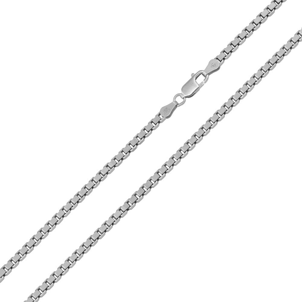 Rhodium Plated 925 Sterling Silver Box 050 Chain 2.4mm - CH406 RH