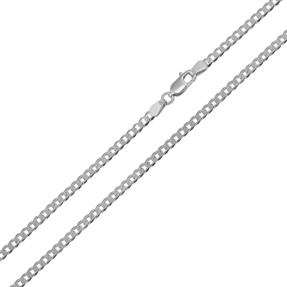 Rhodium Plated 925 Sterling Silver Super Flat Curb 060 Chain 2.3mm - CH415 RH