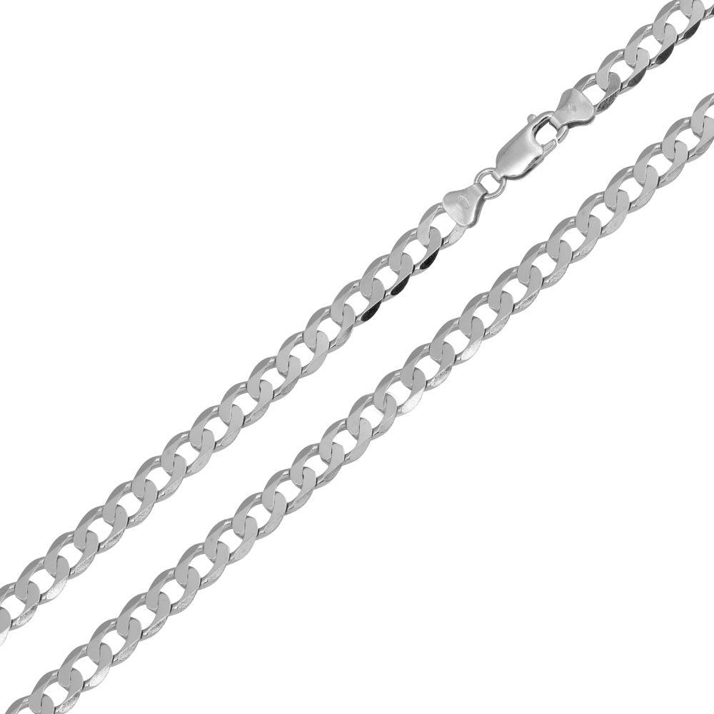 Rhodium Plated 925 Sterling Silver Super Flat Curb 100 Chain 3.8mm - CH417 RH