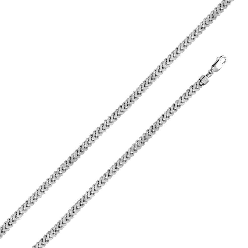 Rhodium Plated 925 Sterling Silver Hollow Franco Chain or Bracelet 6.2mm - CHHW103 RH