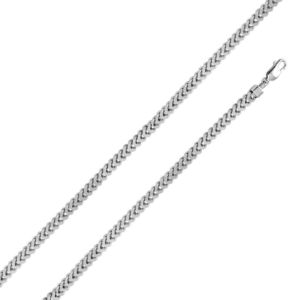 Rhodium Plated 925 Sterling Silver Hollow Franco Chain 7.2mm - CHHW104 RH