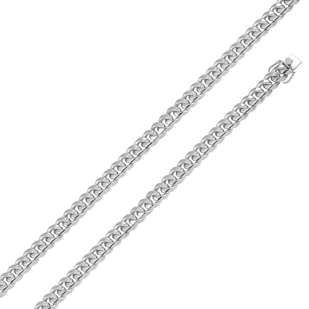 Rhodium Plated 925 Sterling Silver Miami Cuban Chain or Bracelet 9mm Box Lock  CH434 RH