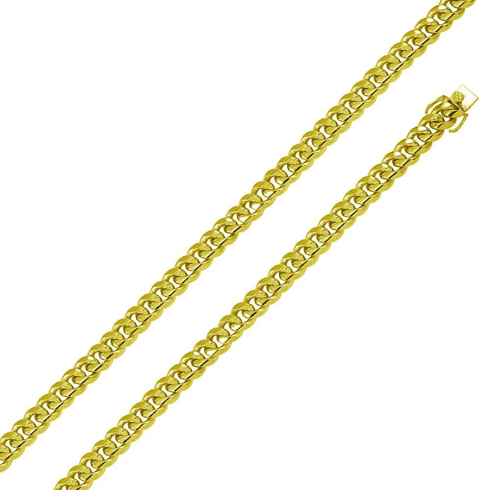 Gold Plated 925 Sterling Silver Miami Cuban Chain or Bracelet 9mm Box Lock - CH434 GP