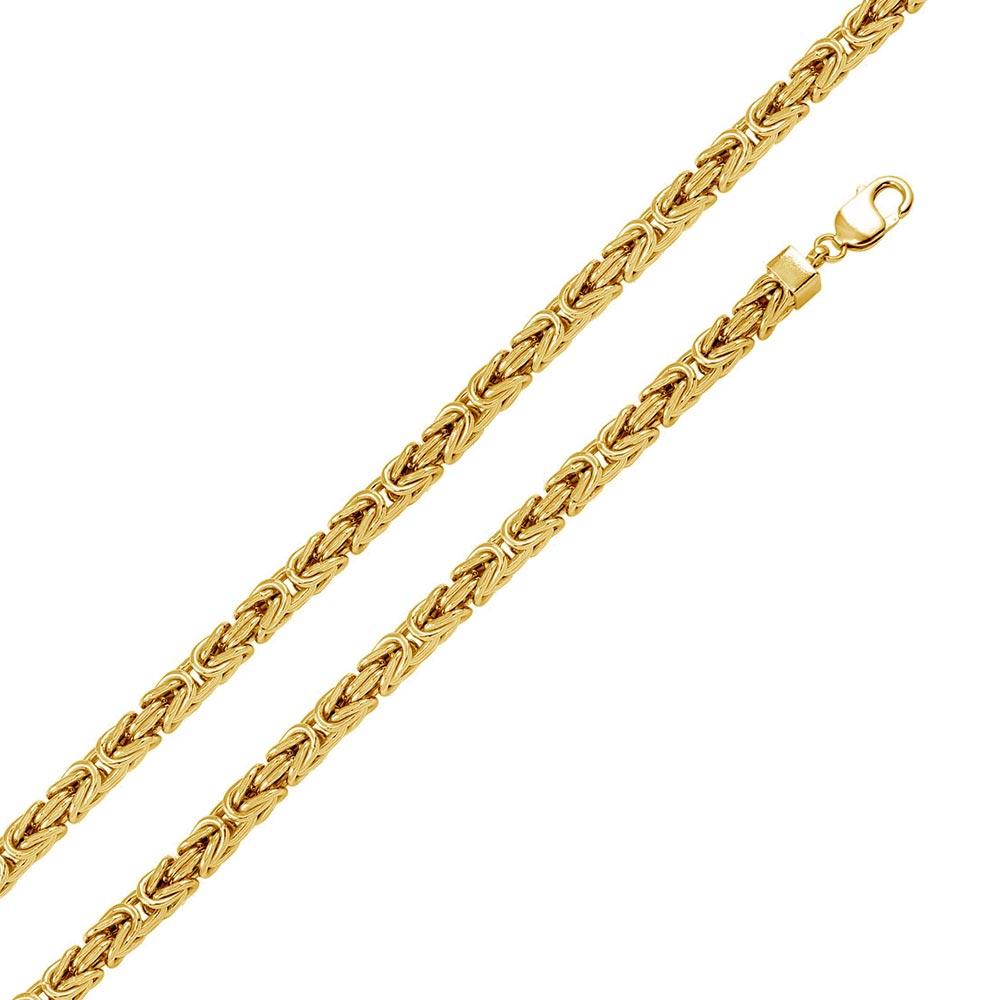 Gold Plated 925 Sterling Silver Hollow Byzantine Chain 7mm - CHHW110 GP