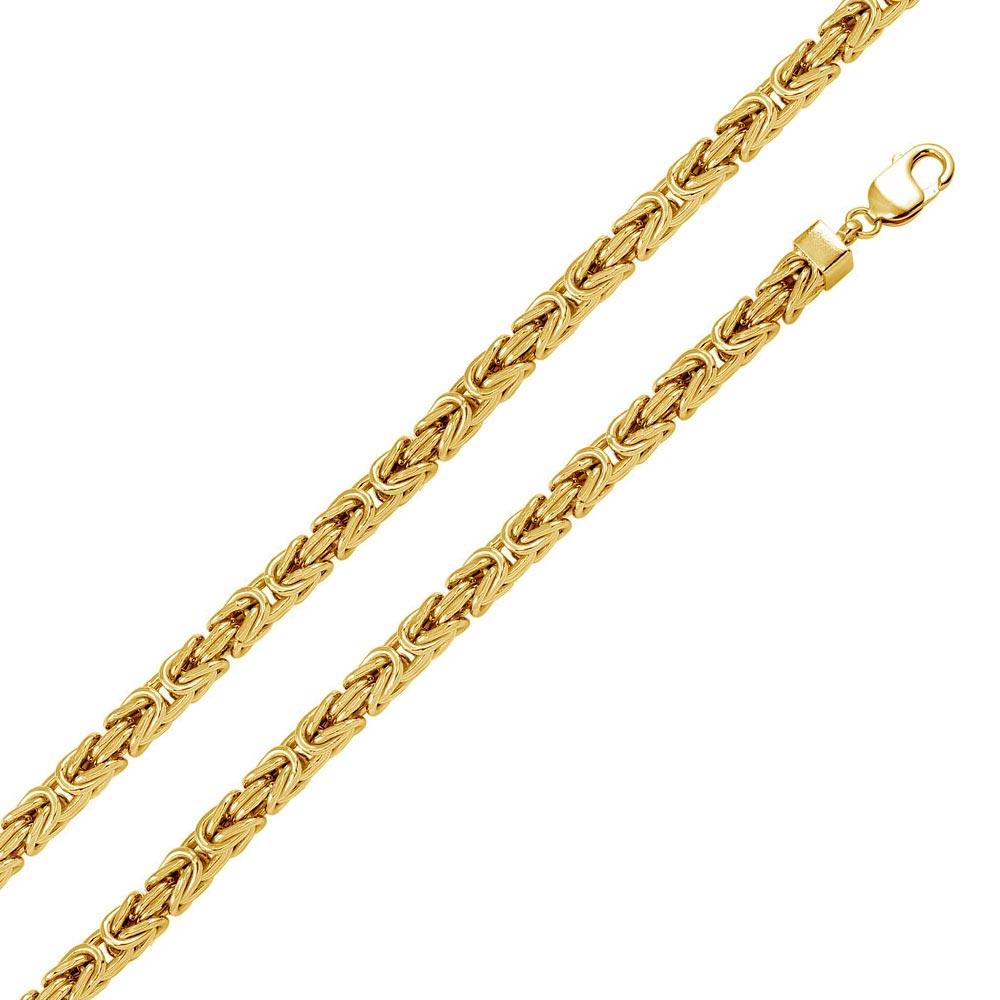Gold Plated 925 Sterling Silver Hollow Byzantine Chain 7.8mm - CHHW111 GP