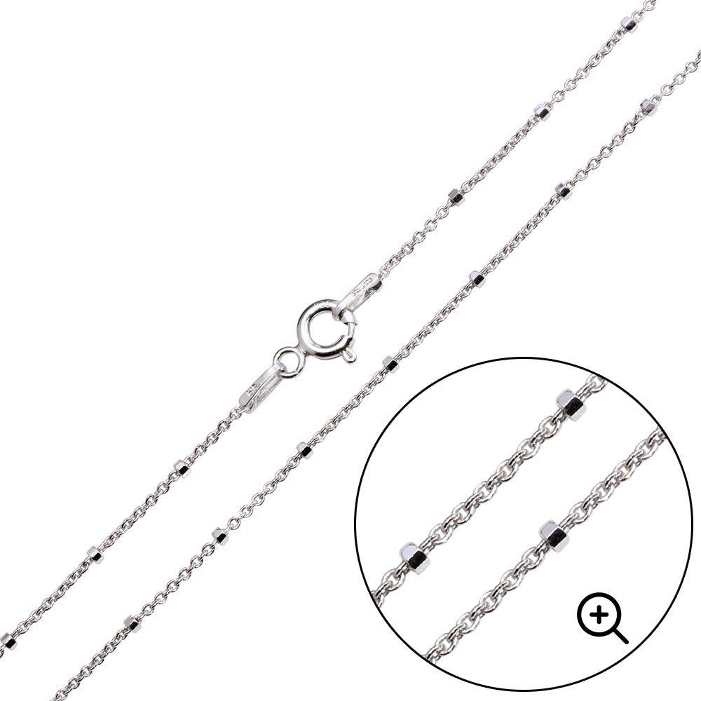 Rhodium Plated Diamond Cut Beaded Chains 1.4mm - CH451 RH