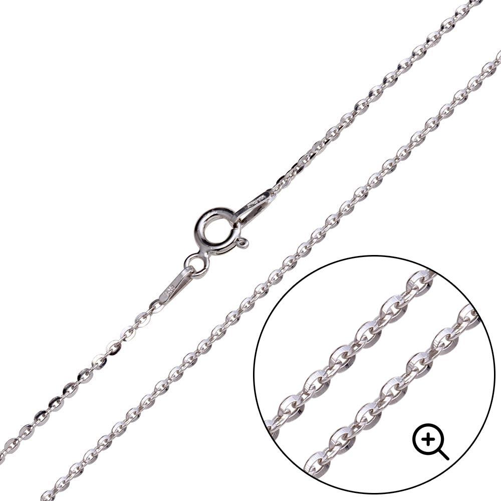 Rhodium Plated 925 Sterling Silver Flat Oval Link Chain 1.4mm - CH454 RH