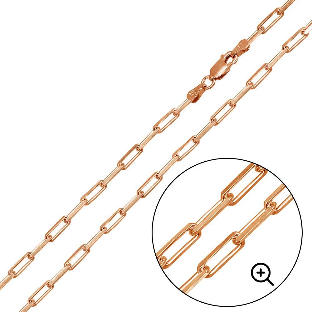 Rose Gold Plated 925 Sterling Silver Paperclip Link Chain 2.8mm - CH483 RGP