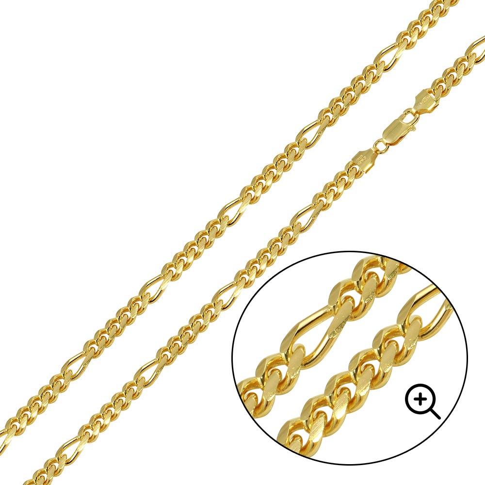 Gold Plated 925 Sterling Silver Figaro Cuban Chain 4.9mm - CH463GP