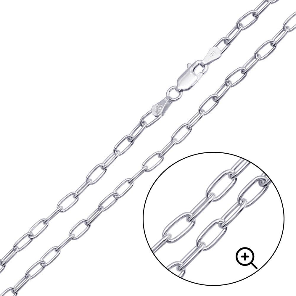 Rhodium Plated 925 Sterling Silver Oval Paperclip Link Chain or Bracelet 3.1mm - CH466 RH