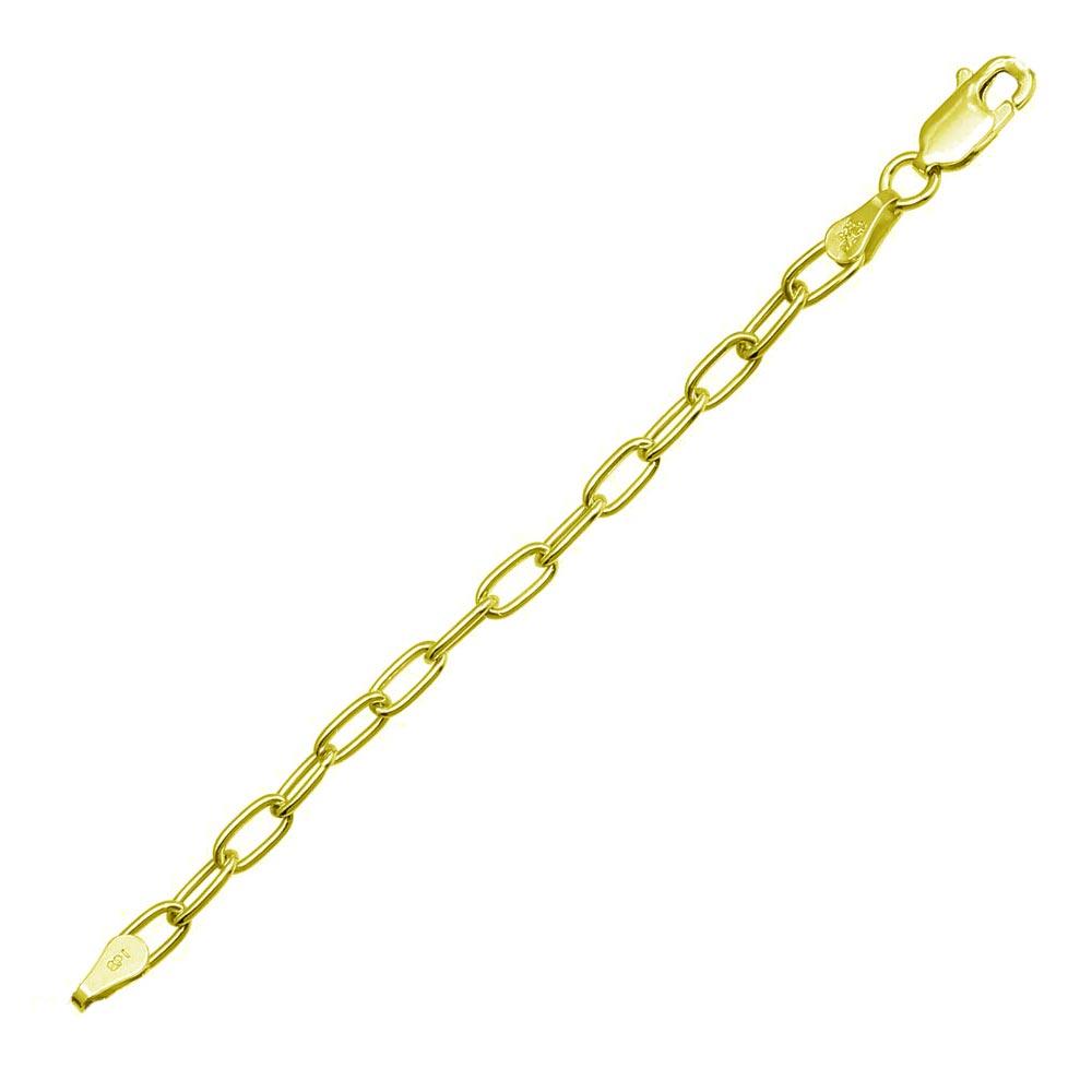 Gold Plated 925 Sterling Silver Oval Paperclip Link Chain or Bracelet 3.1mm - CH484 GP