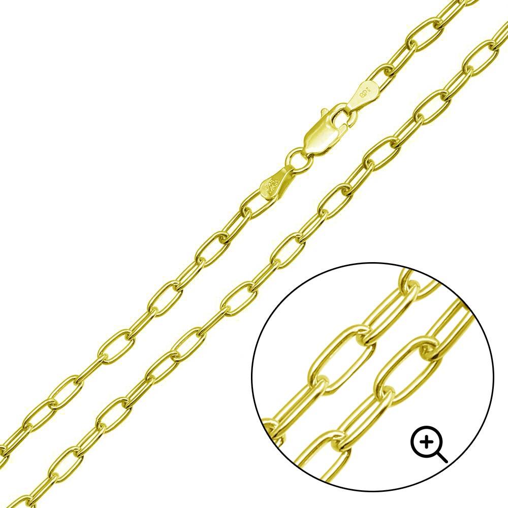 Gold Plated 925 Sterling Silver Oval Paperclip Link Chain or Bracelet 3.1mm - CH484 GP