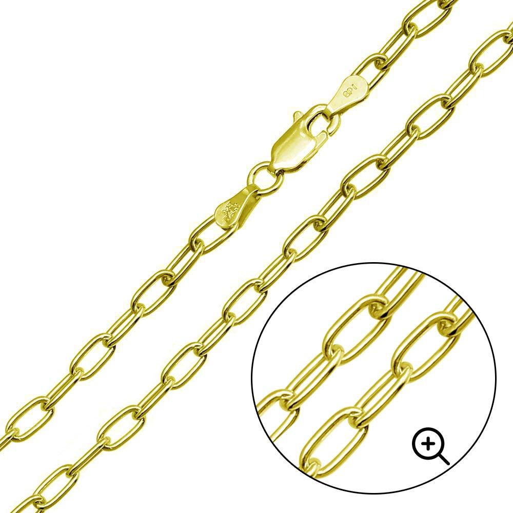 Gold Plated 925 Sterling Silver Oval Paperclip Link Chain 4mm - CH467 GP