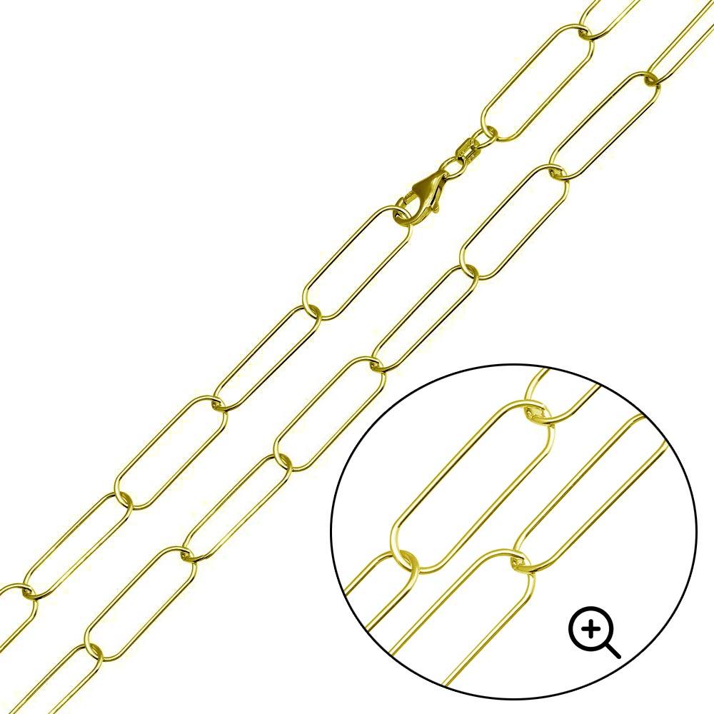 Gold Plated 925 Sterling Silver Oval Paperclip Link Chain 6.5mm - CH468 GP