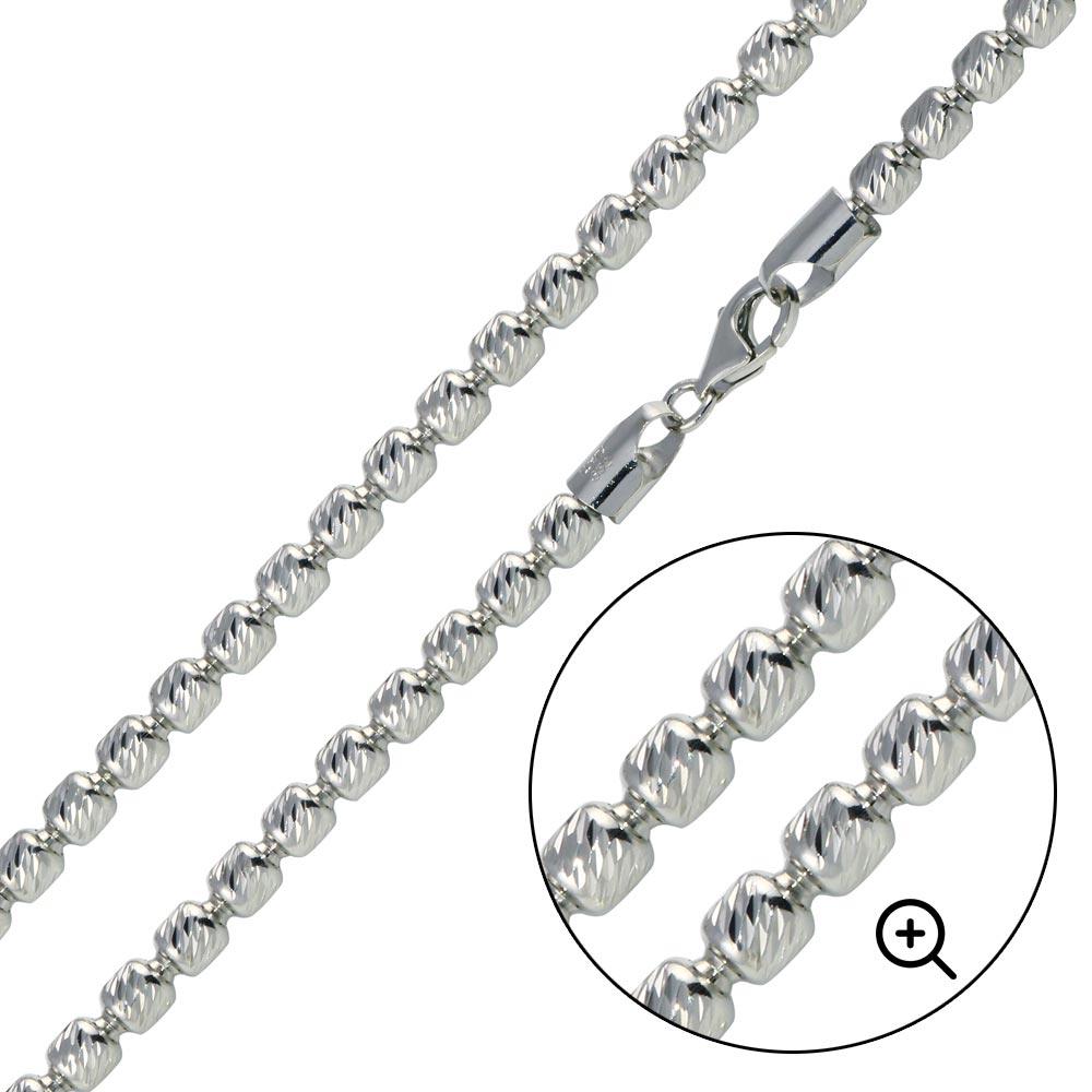 Platinum Plated 925 Sterling Silver Barrel Slash Chain 5mm - CH471 PL