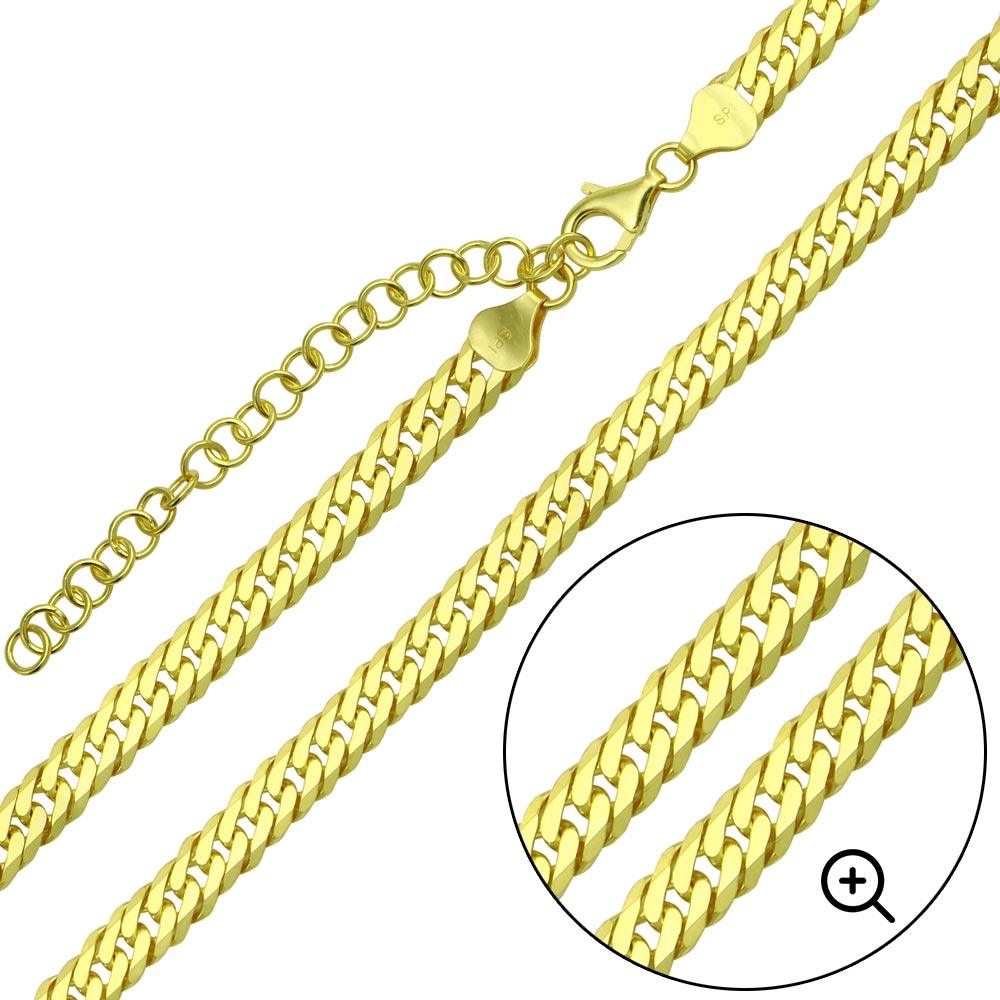 Gold Plated 925 Sterling Silver Miami Cuban Chain Link with Extension 6.5mm - CH478 GP