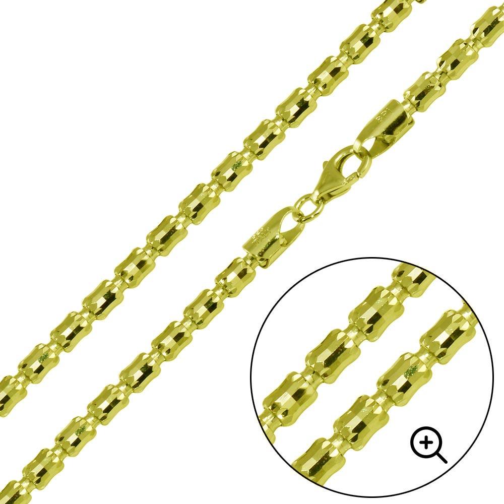 Gold Plated 925 Sterling Silver Barrel Crystal Chain 4mm - CH538 GP