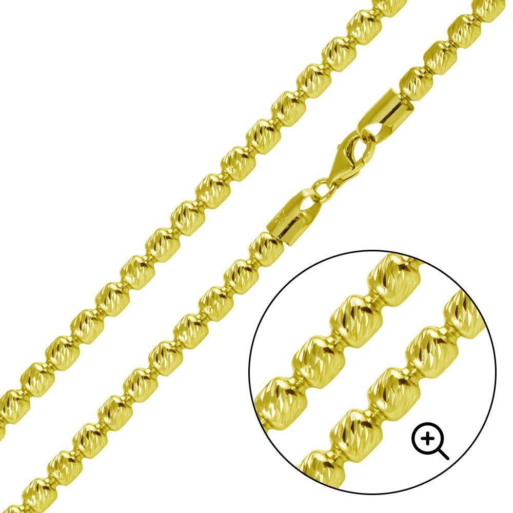 Gold Plated 925 Sterling Silver Barrel Slash Chain 5mm - CH539 GP