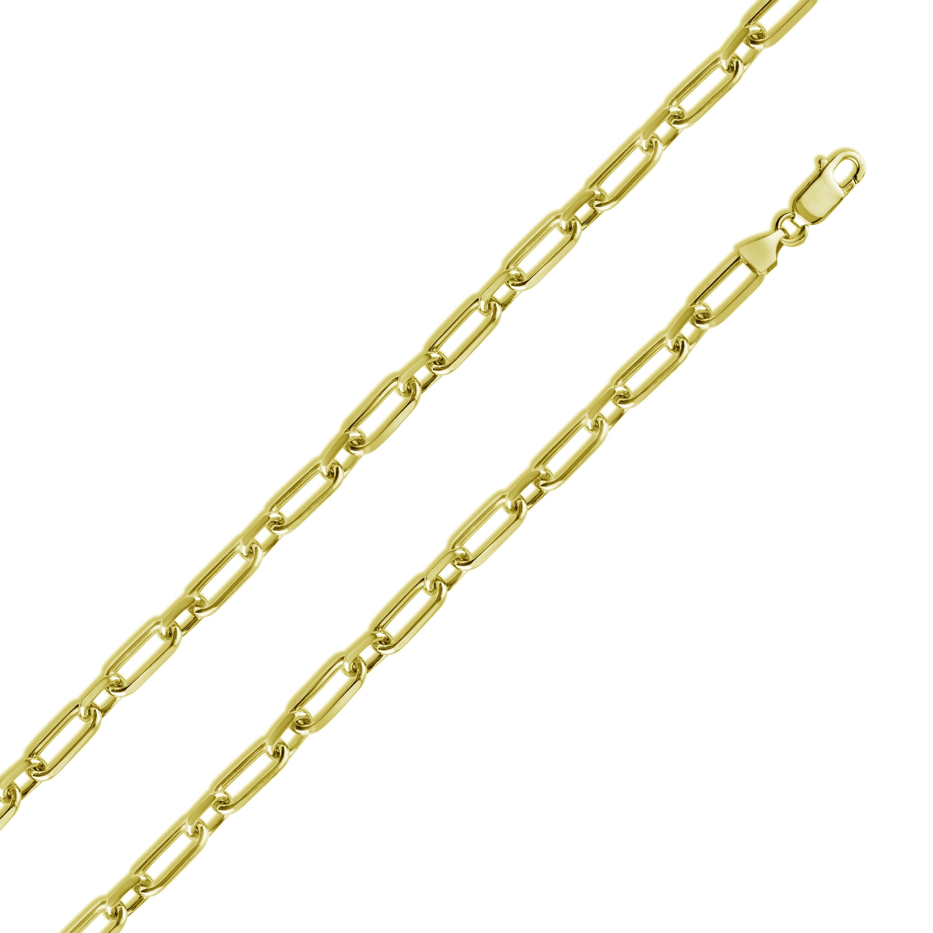 Gold Plated 925 Sterling Silver Paperclip Alternating Link Chain 6mm - CH541 GP