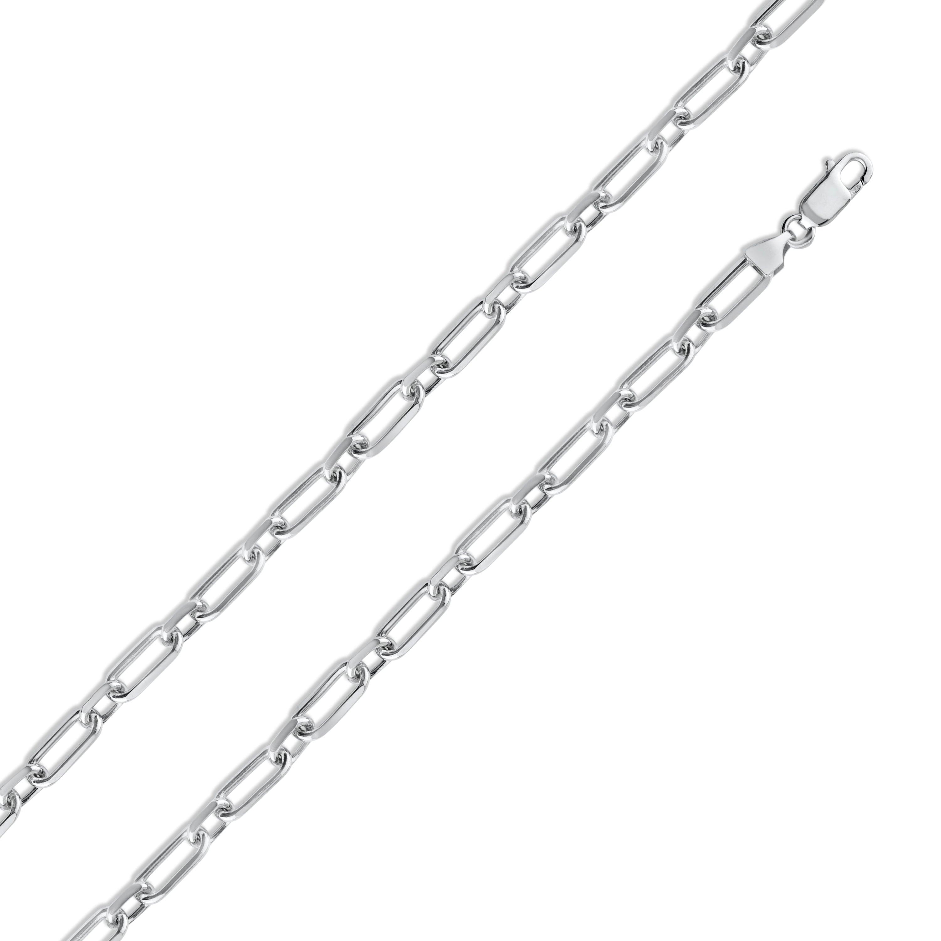 Rhodium Plated 925 Sterling Silver Paperclip Alternating Link Chain 6mm - CH541 RH