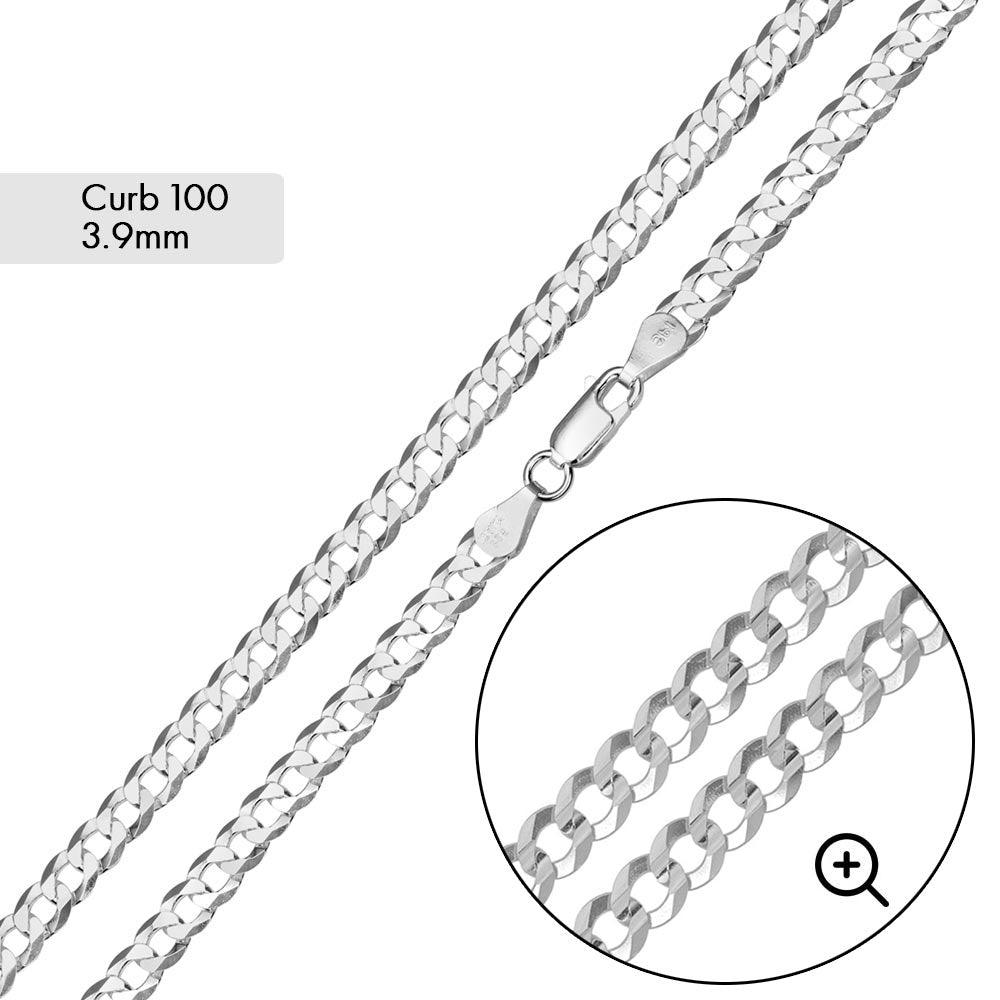 Curb 100 Chain or Bracelet 3.9mm - CH616