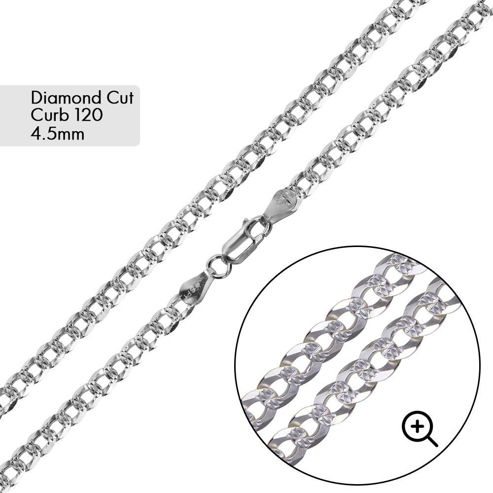 Curb 120 1 Side Diamond Cut 1 Side Plain Chain 4.5mm - CH628