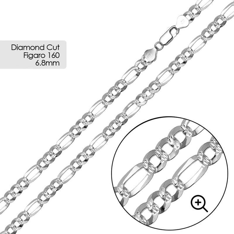 Diamond Cut Figaro 160 6.8mm Chain or Bracelet - CH637B