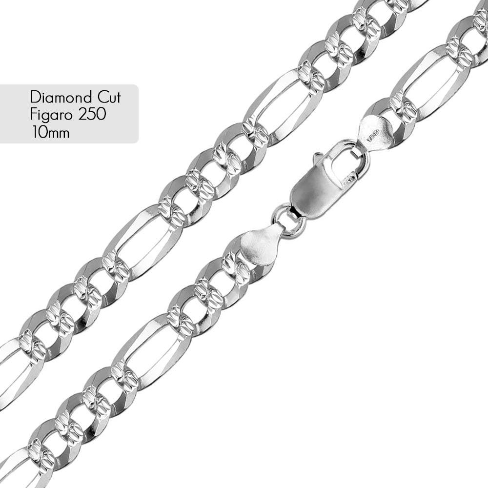 Diamond Cut Figaro 250 10mm Chain or Bracelet - CH640