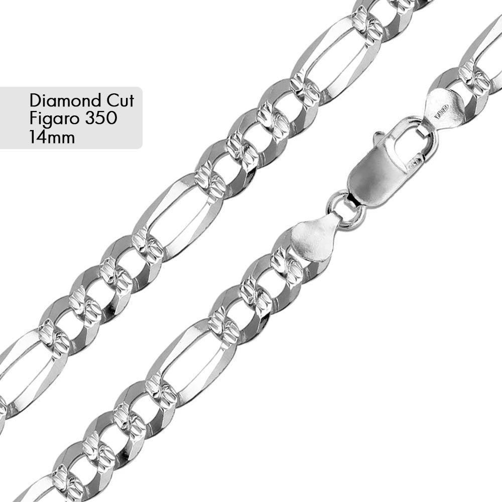 Diamond Cut Figaro 350 Bracelet 14mm - CH642B