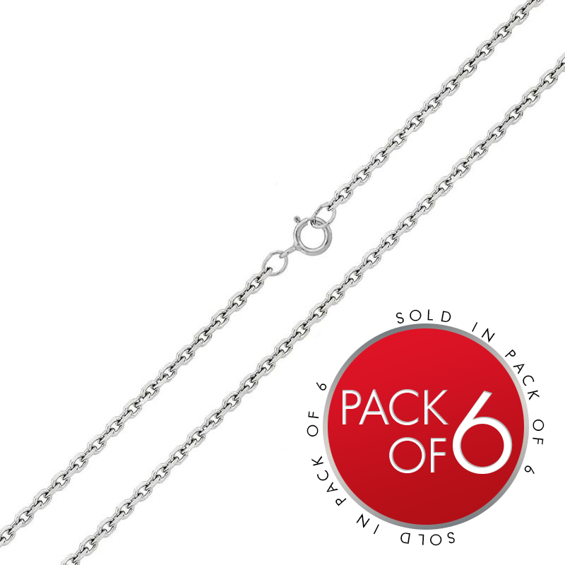 CH708 - Silver Diamond Cut Cable Rolo 020 Chains 0.9mm (Pk of 6)