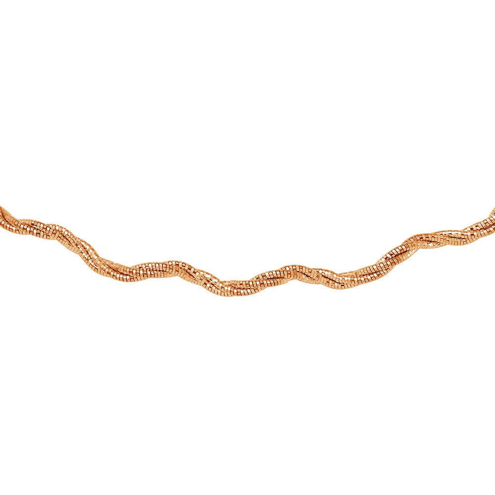 Rose Gold Plated 925 Sterling Silver3 Layer Wave Omega Spring Chain 2.7mm - CH920 RGP