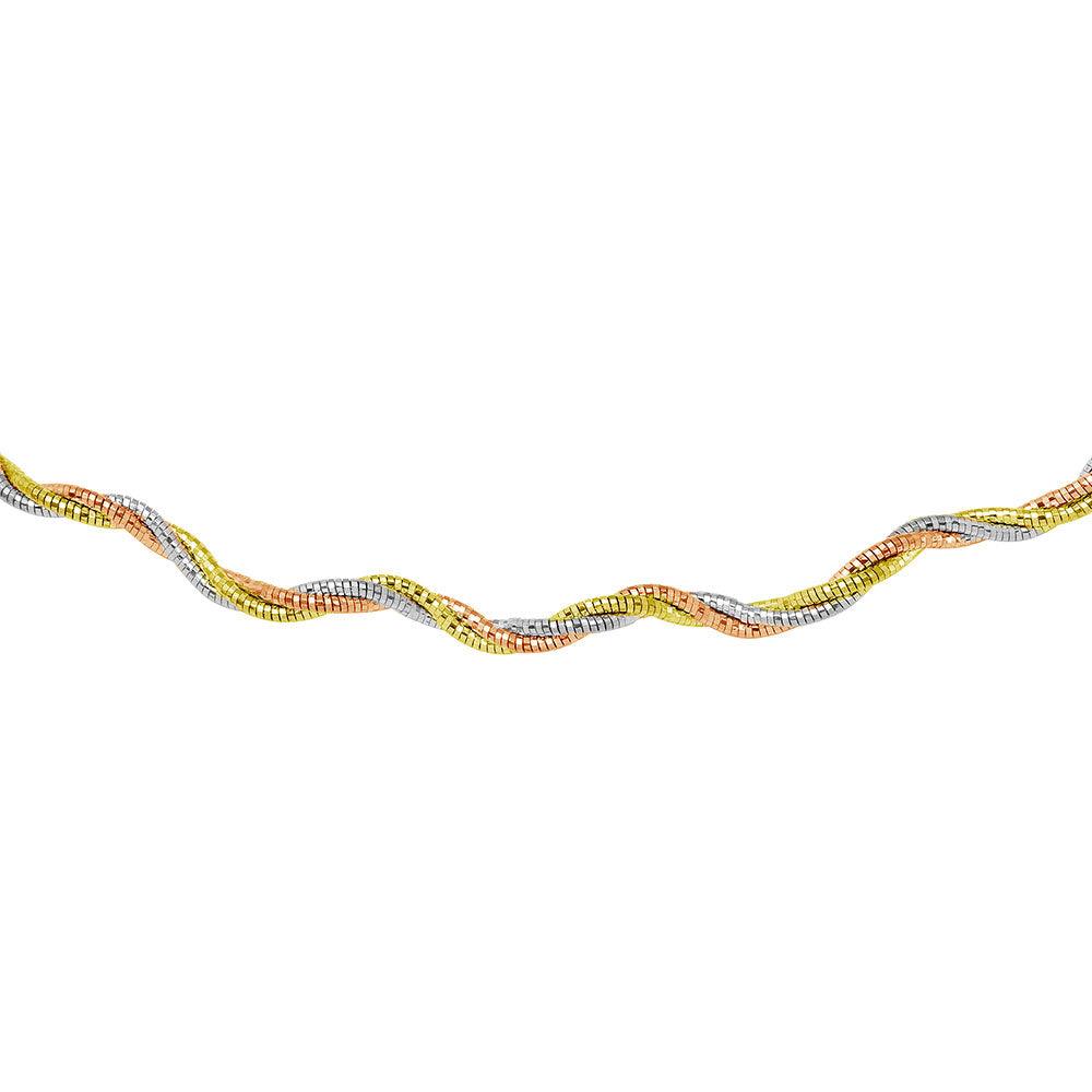 Three-Tone Plated 925 Sterling Silver3 Layer Wave Omega Spring Chain 2.7mm - CH921 MUL