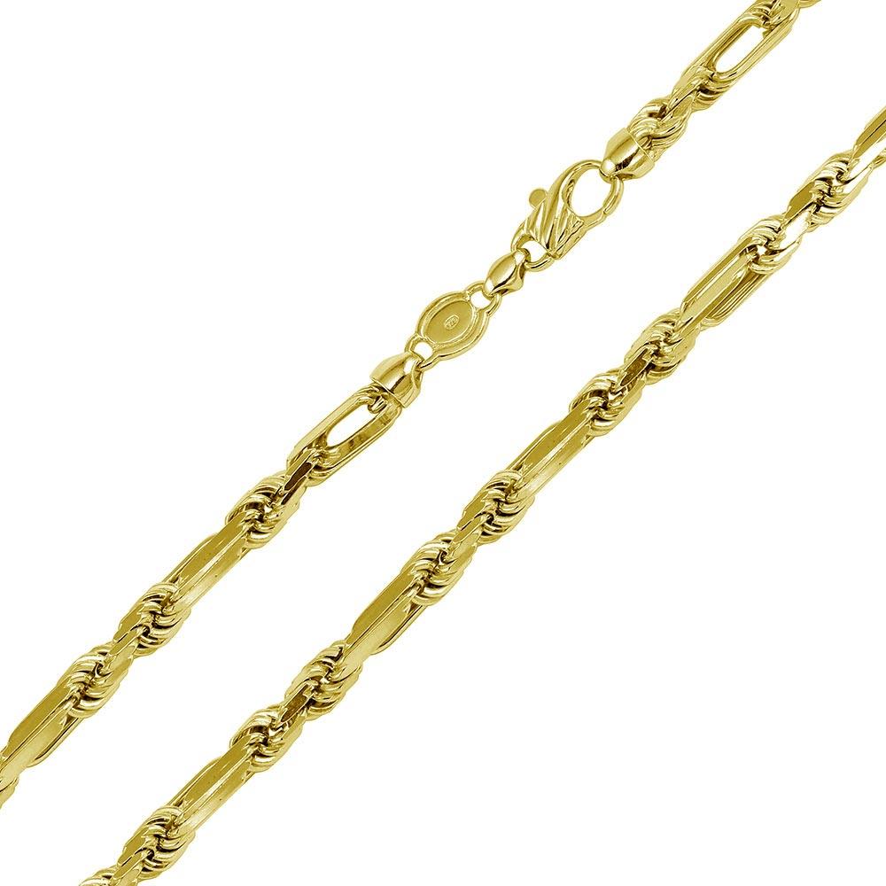 Gold Plated 925 Sterling Silver Hand Made Figarope Milano Chains 6.2mm - CH930 GP