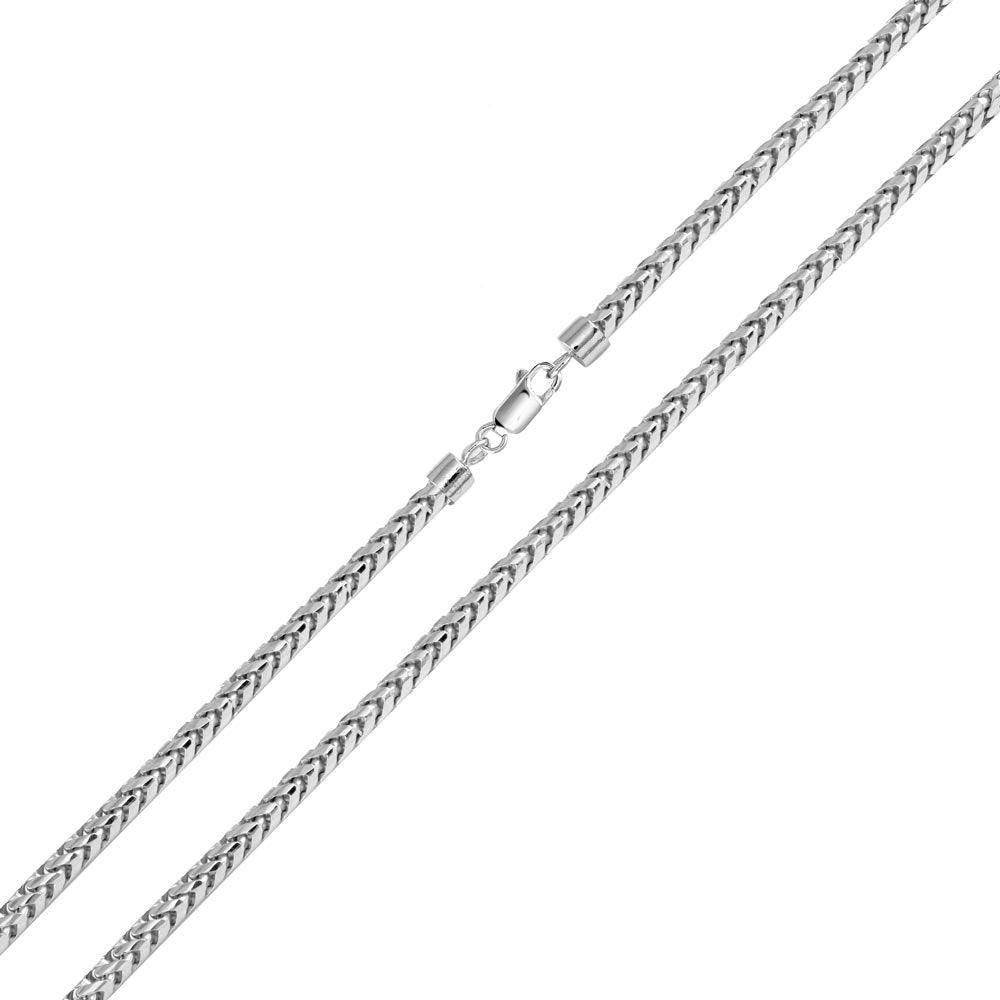 Rhodium Plated 925 Sterling Silver Round Franco Chain 2.9mm - CH934 RH