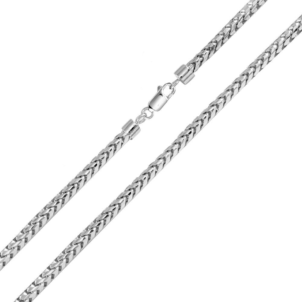 Rhodium Plated 925 Sterling Silver Round Franco Chain 3.9mm - CH936 RH