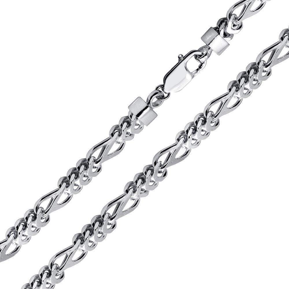 Rhodium Plated 925 Sterling Silver Figfranco Chain 5.2mm - CH944 RH