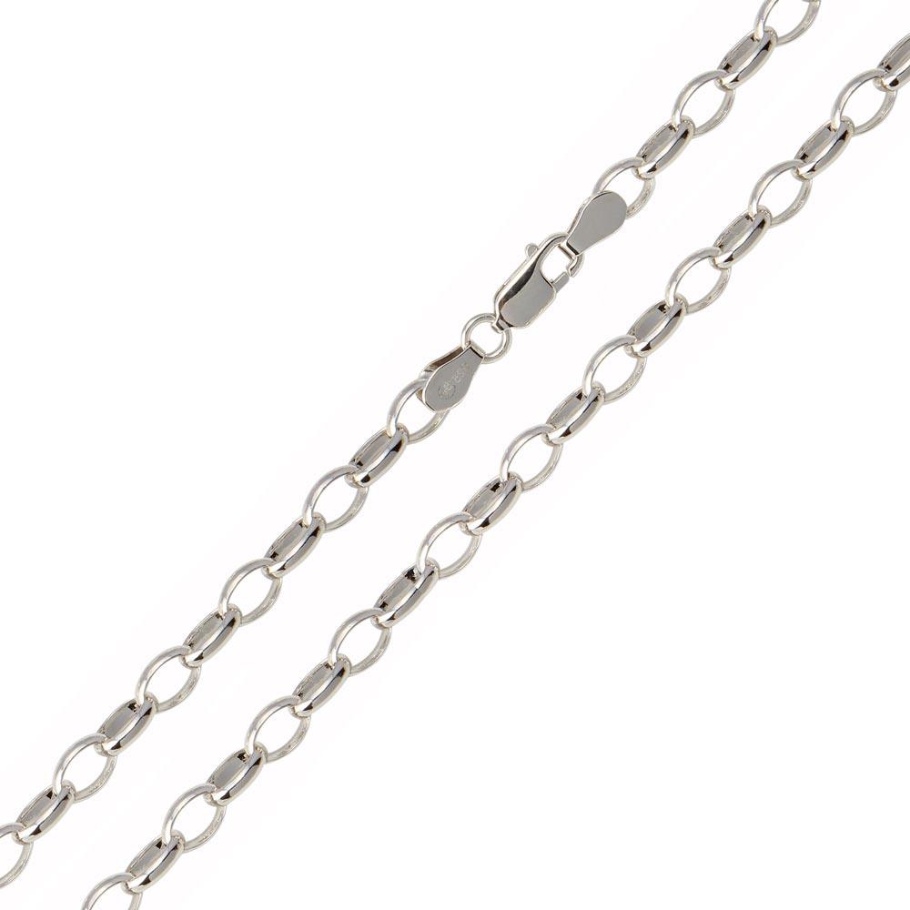 Rhodium Plated 925 Sterling Silver Belcher Oval Link Chain 5mm - CH948 RH