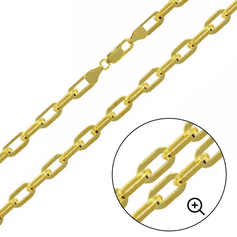 Gold Plated 925 Sterling Silver Wide Oval D Cut Link Paperclip Chain or Bracelet 5mm - CH949 GP