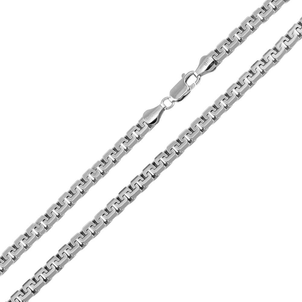 Rhodium Plated 925 Sterling Silver Shiny Box Greek 300 Chains 5mm - CH952 RH