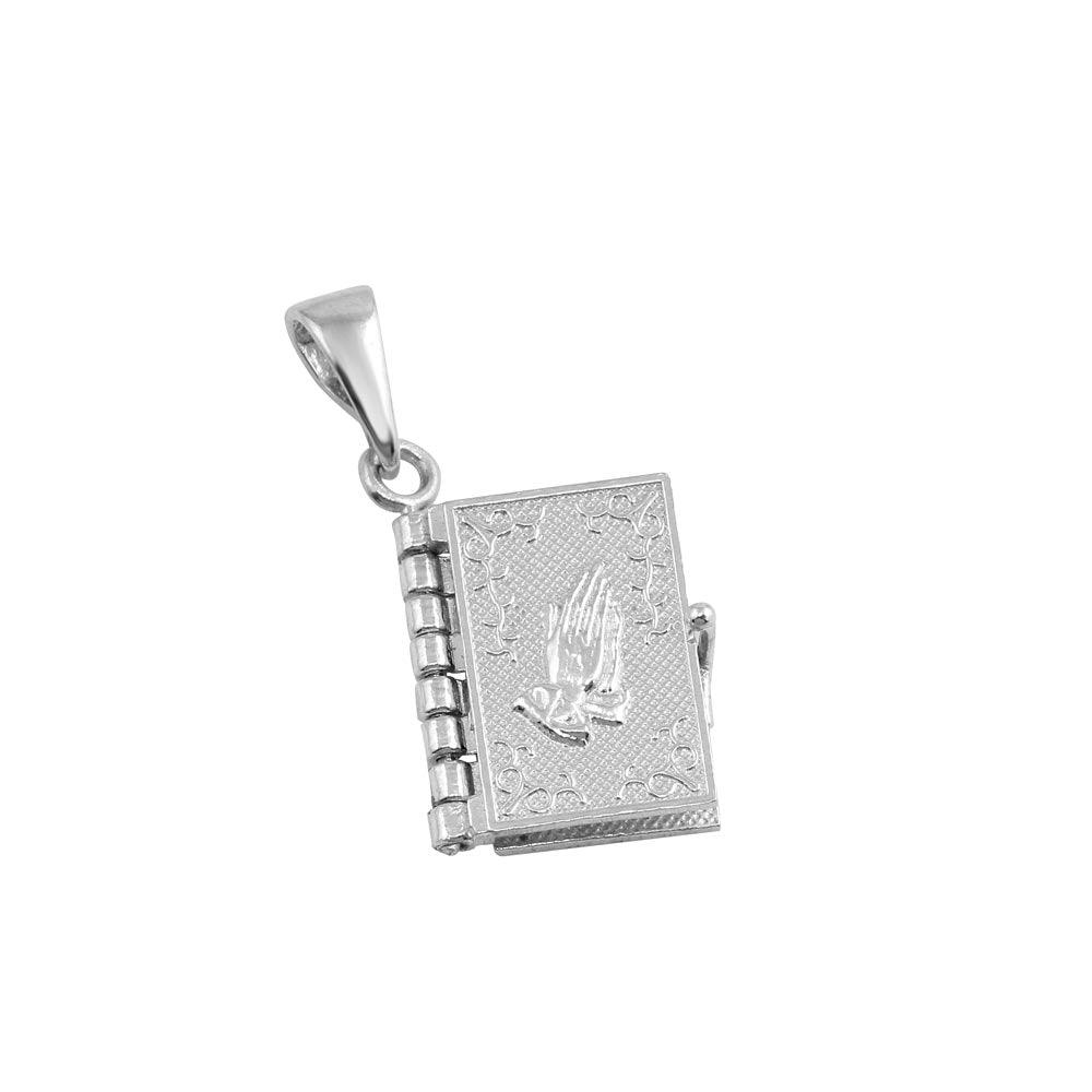 Rhodium Plated 925 Sterling Silver Bible Charm - CHARM009-EN