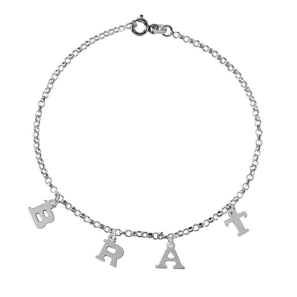 High Polished 925 Sterling Silver BRAT Charm Link Bracelet - CHB002