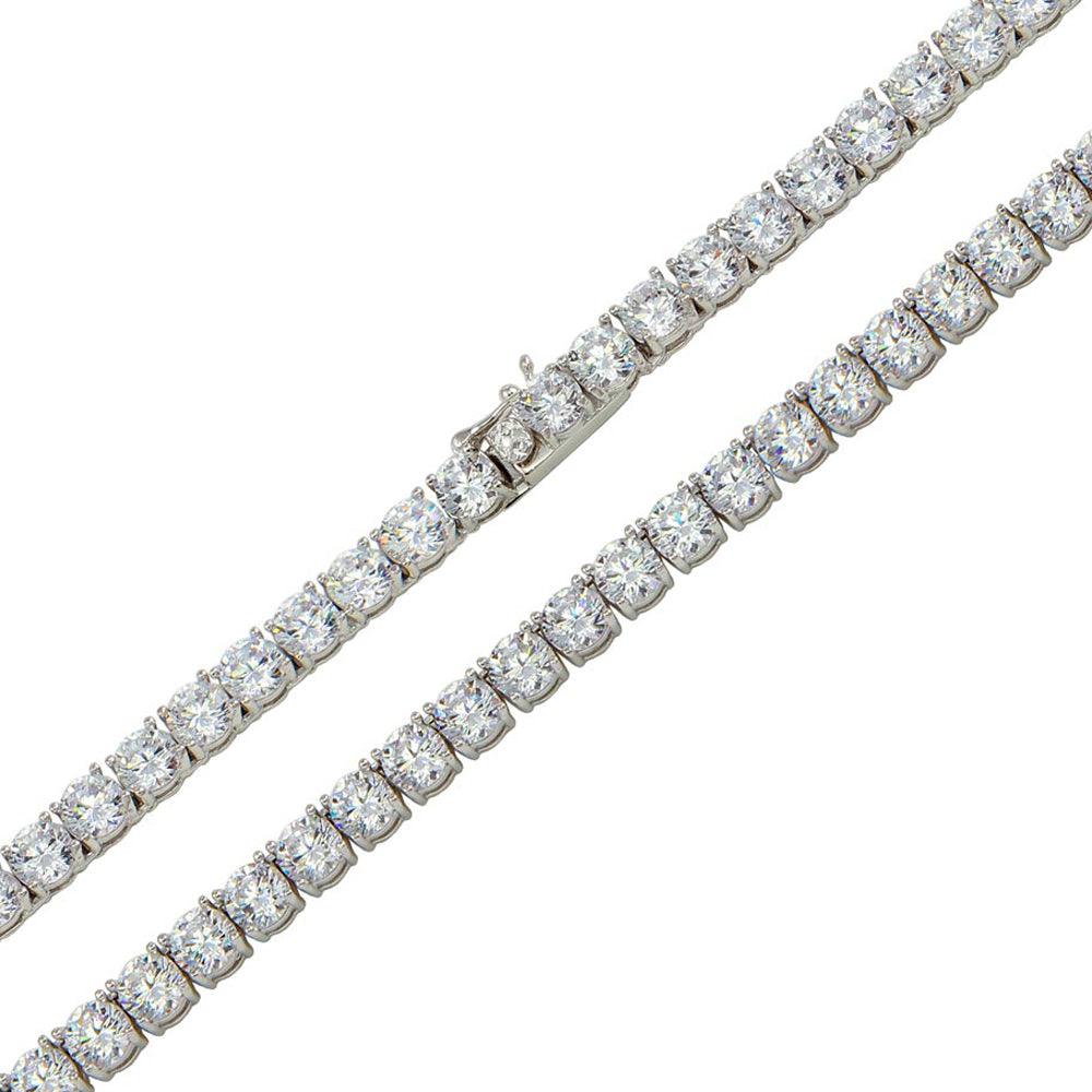 Rhodium Plated 925 Sterling Silver Round CZ Link Bracelet 6mm - CHCZ110 RH