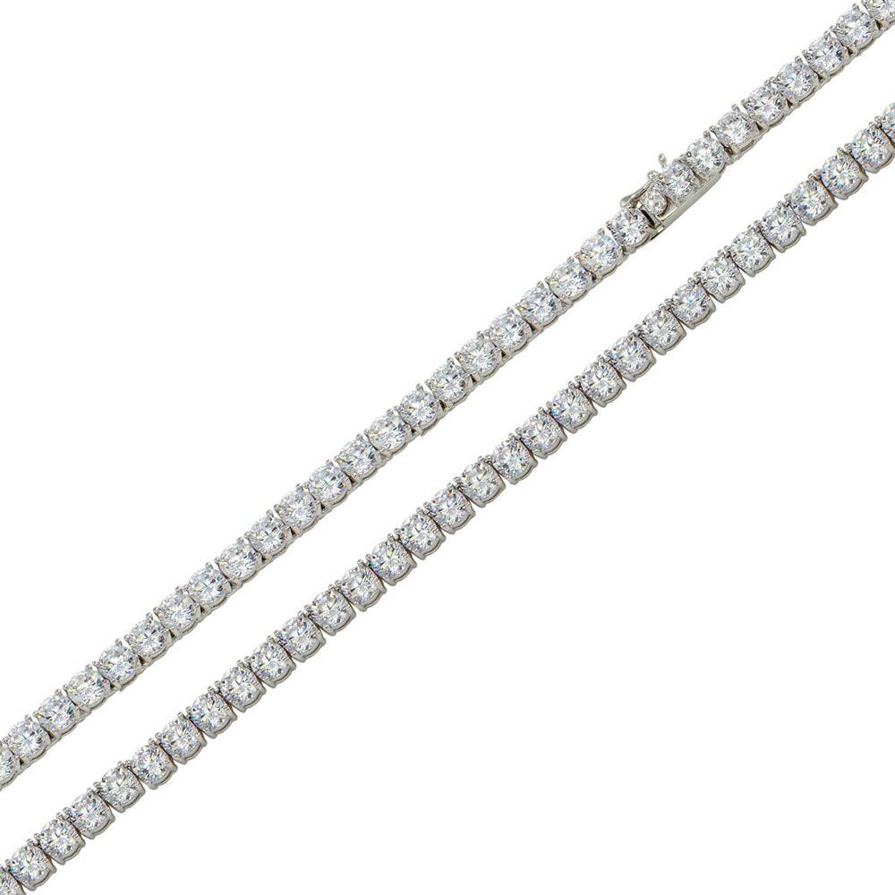 Rhodium Plated 925 Sterling Silver Round CZ Link Chains 3mm - CHCZ115 RH